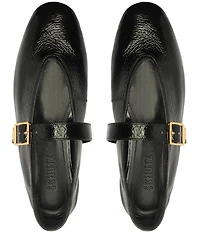 Schutz Courtney Buckle Patent Leather Mary Jane Ballet Flats