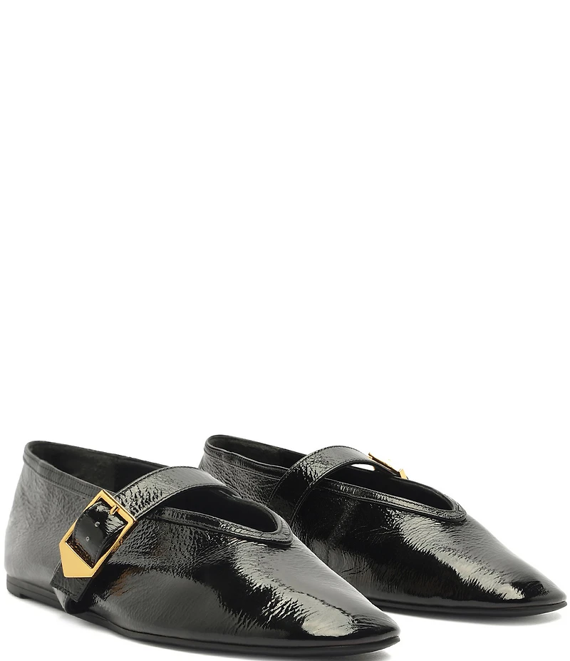 Schutz Courtney Buckle Patent Leather Mary Jane Ballet Flats