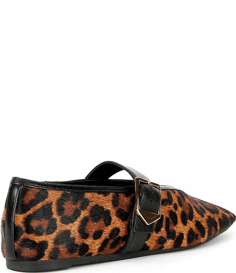 Schutz Courtney Leopard Print Leather Mary Jane Ballet Flats