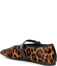 Schutz Courtney Leopard Print Leather Mary Jane Ballet Flats