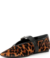 Schutz Courtney Leopard Print Leather Mary Jane Ballet Flats