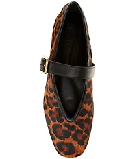Schutz Courtney Leopard Print Leather Mary Jane Ballet Flats