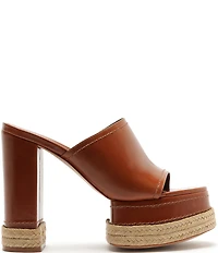 Schutz Darah Rope Leather Platform Block Heel Slide Sandals