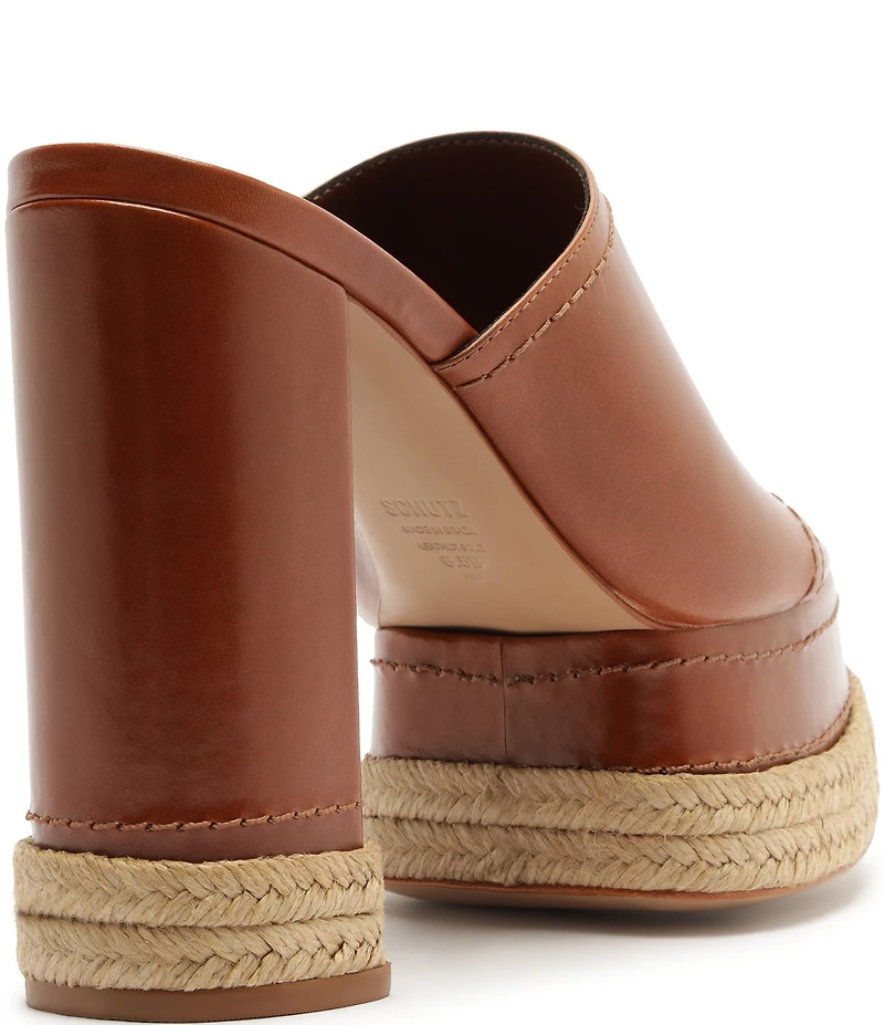 Schutz Darah Rope Leather Platform Block Heel Slide Sandals