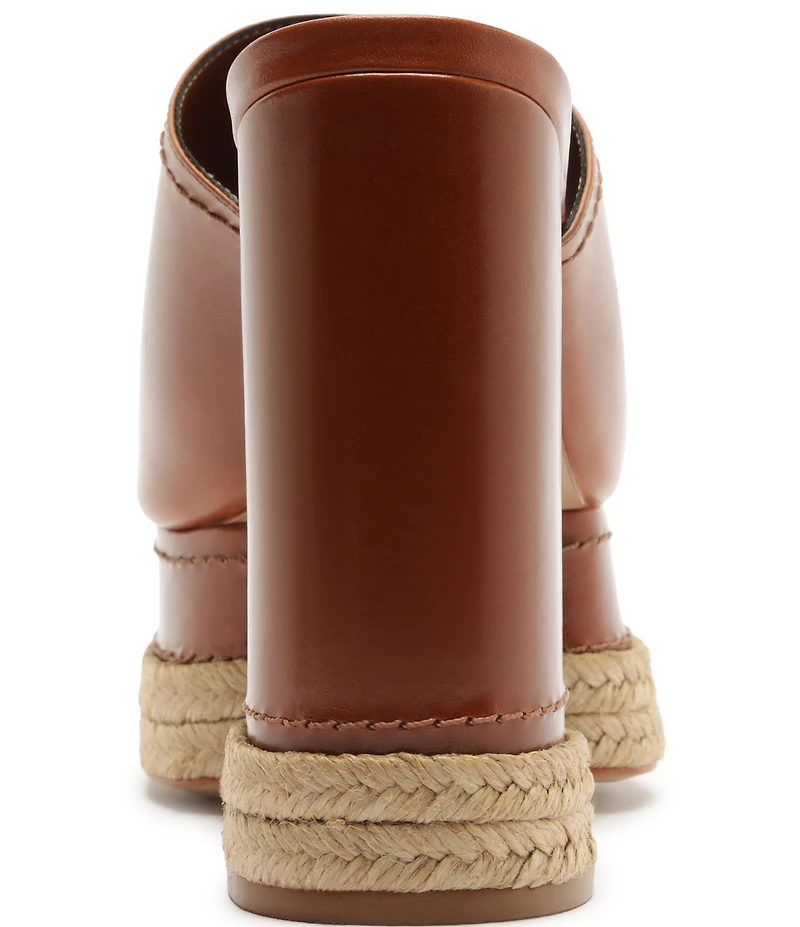 Schutz Darah Rope Leather Platform Block Heel Slide Sandals