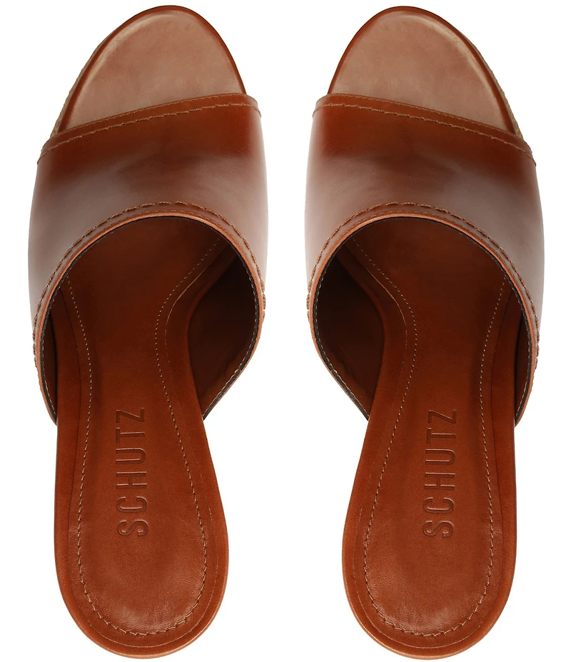 Schutz Darah Rope Leather Platform Block Heel Slide Sandals