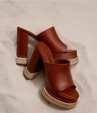 Schutz Darah Rope Leather Platform Block Heel Slide Sandals