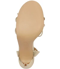 Schutz Demetria Metallic Leather Wrap Ankle Tie Thong Dress Sandals