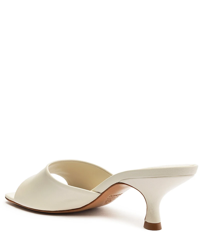 Schutz Dethalia Leather Square Toe Slide Sandals