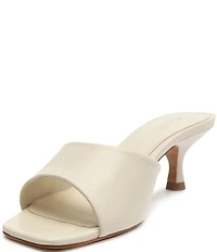 Schutz Dethalia Leather Square Toe Slide Sandals