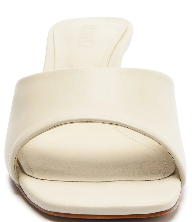Schutz Dethalia Leather Square Toe Slide Sandals