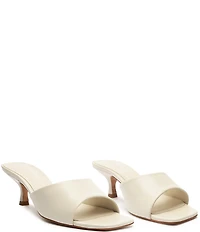 Schutz Dethalia Leather Square Toe Slide Sandals