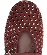 Schutz Eiza Shine Studded Nubuck Leather Mary Jane Ballet Flats