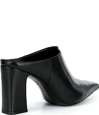 Schutz Eleanor Leather Pointed Toe Block Heel Mules