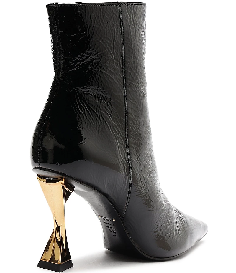 Schutz Elisha Patent Leather Sculptural Heel Booties