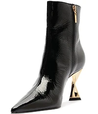 Schutz Elisha Patent Leather Sculptural Heel Booties