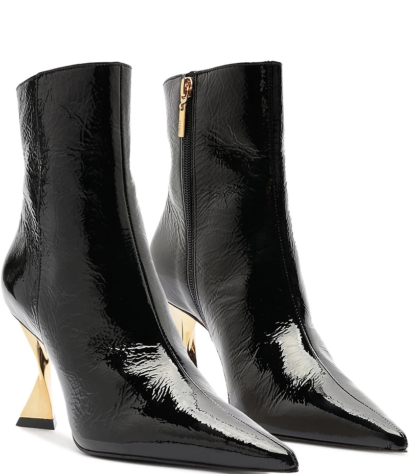 Schutz Elisha Patent Leather Sculptural Heel Booties