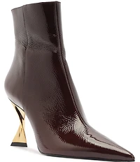 Schutz Elisha Patent Leather Sculptural Heel Booties