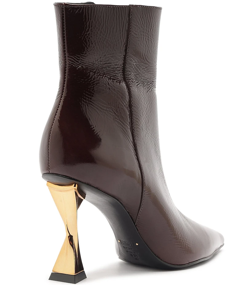 Schutz Elisha Patent Leather Sculptural Heel Booties