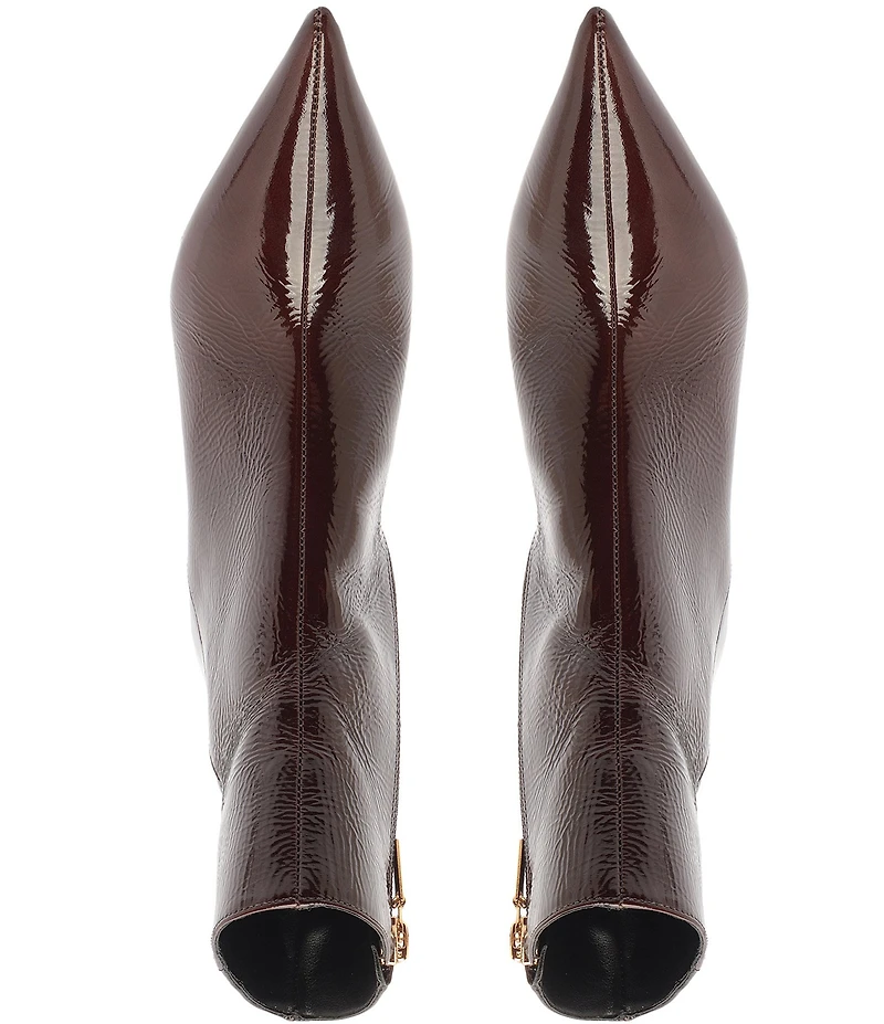 Schutz Elisha Patent Leather Sculptural Heel Booties