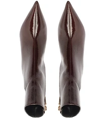 Schutz Elisha Patent Leather Sculptural Heel Booties
