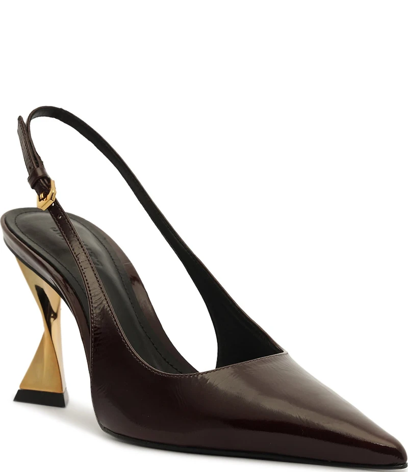 Schutz Elisha Patent Leather Slingback Sculptural Heel Pumps