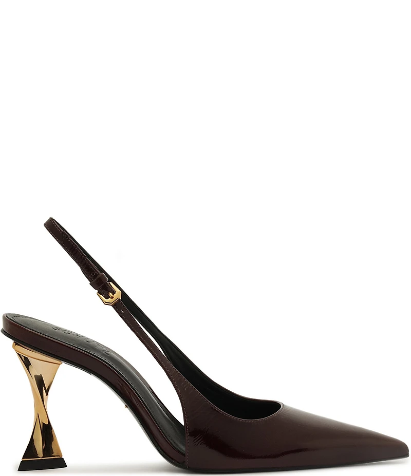 Schutz Elisha Patent Leather Slingback Sculptural Heel Pumps