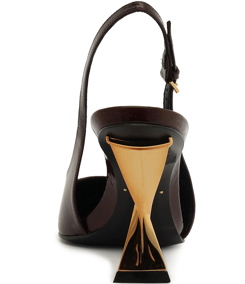 Schutz Elisha Patent Leather Slingback Sculptural Heel Pumps