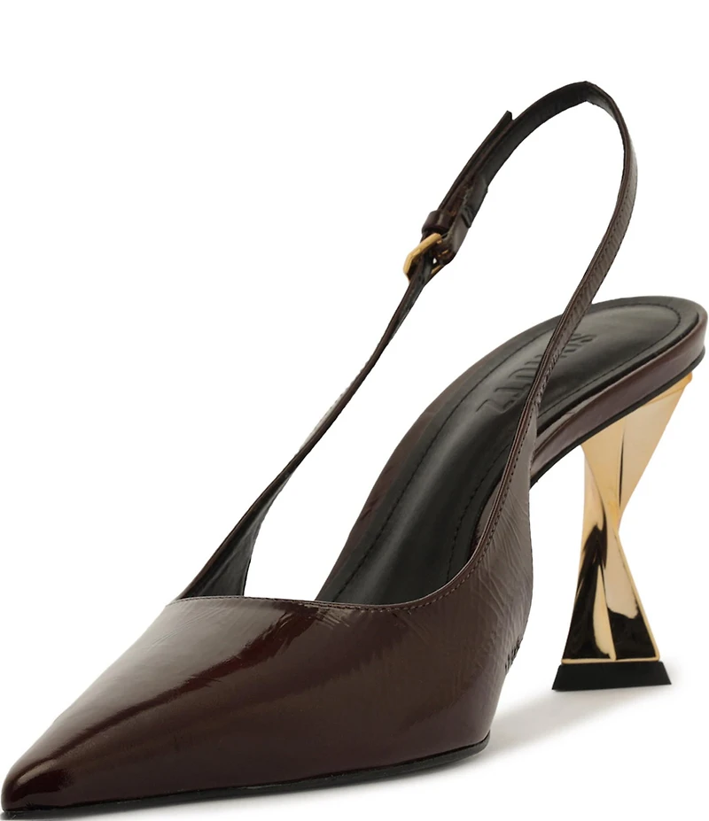 Schutz Elisha Patent Leather Slingback Sculptural Heel Pumps