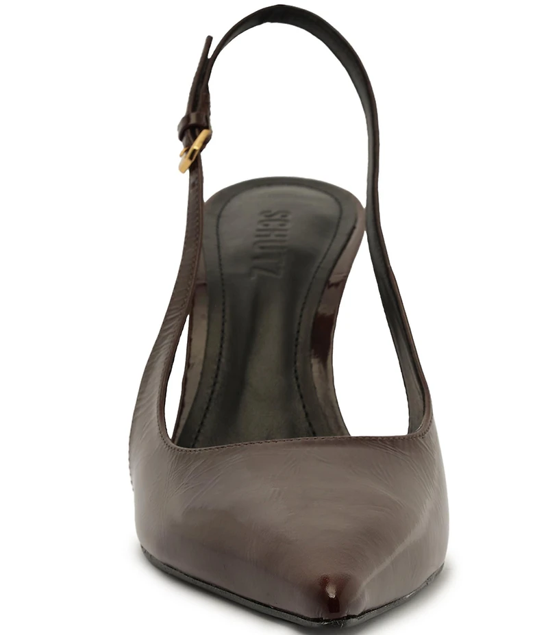 Schutz Elisha Patent Leather Slingback Sculptural Heel Pumps