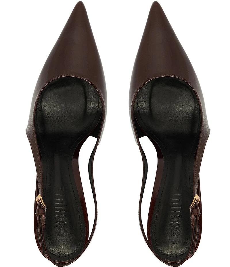 Schutz Elisha Patent Leather Slingback Sculptural Heel Pumps