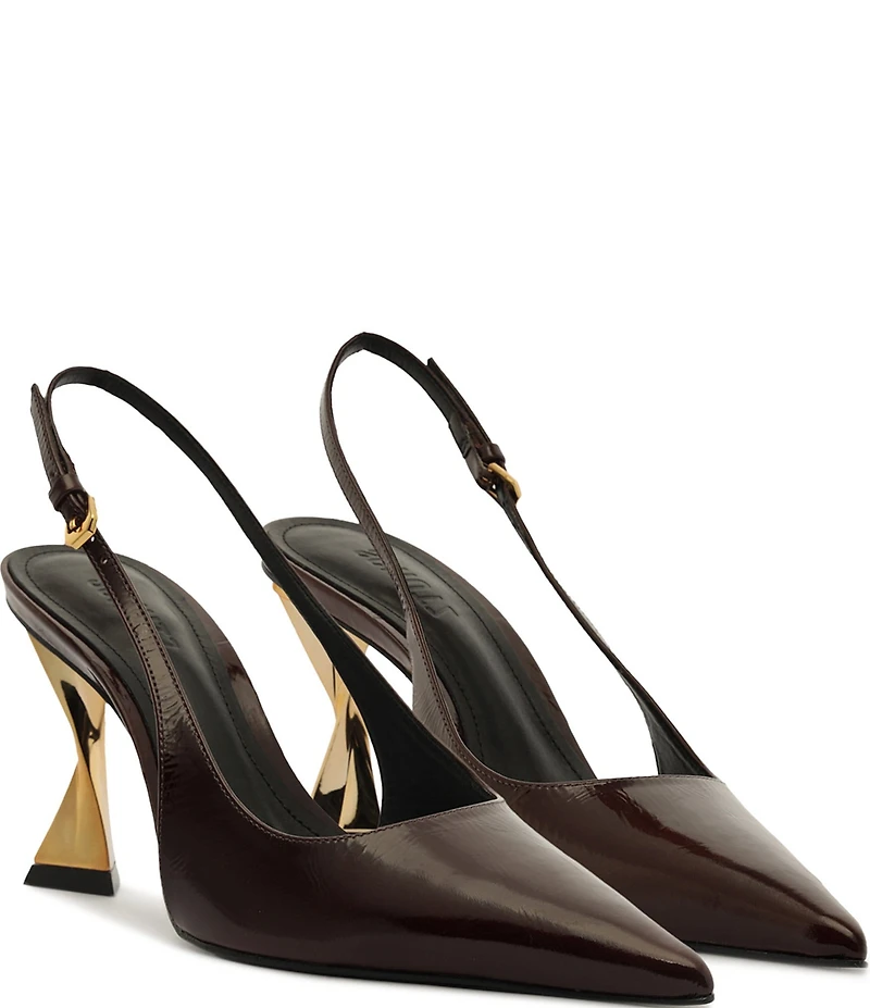Schutz Elisha Patent Leather Slingback Sculptural Heel Pumps