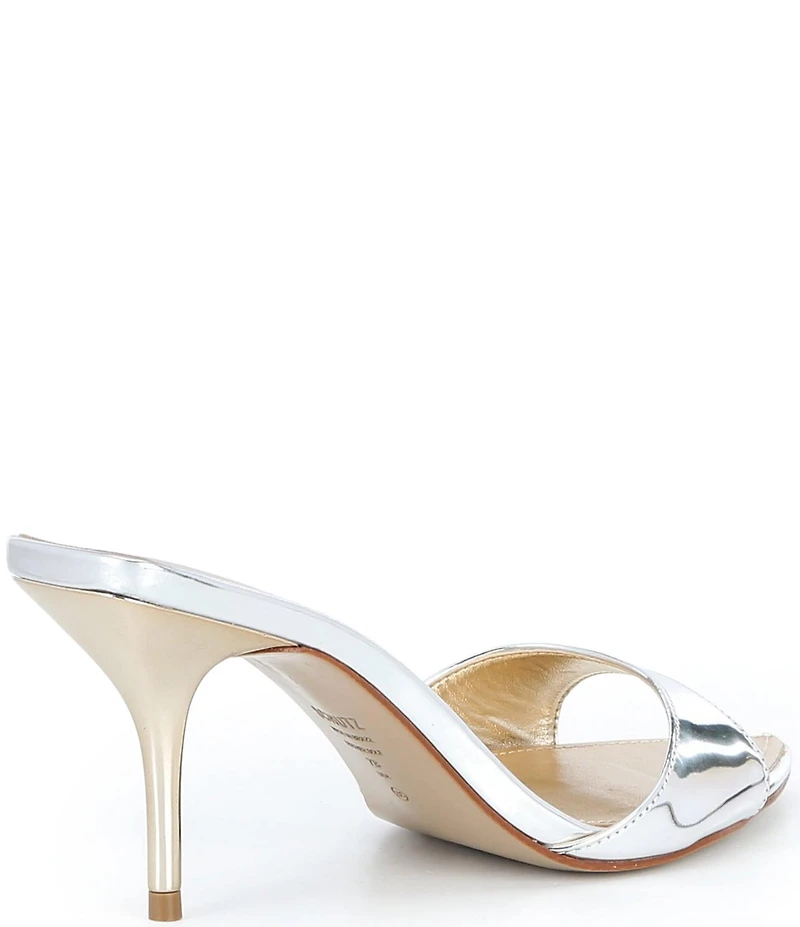 Schutz Elodie Mirror Metallic Leather Dress Slide Sandals