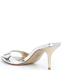Schutz Elodie Mirror Metallic Leather Dress Slide Sandals