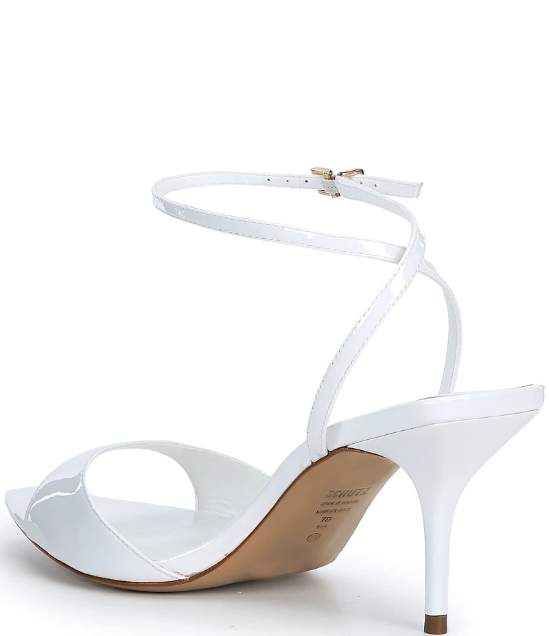 Schutz Elodie Patent Leather Ankle Strap Stiletto Dress Sandals