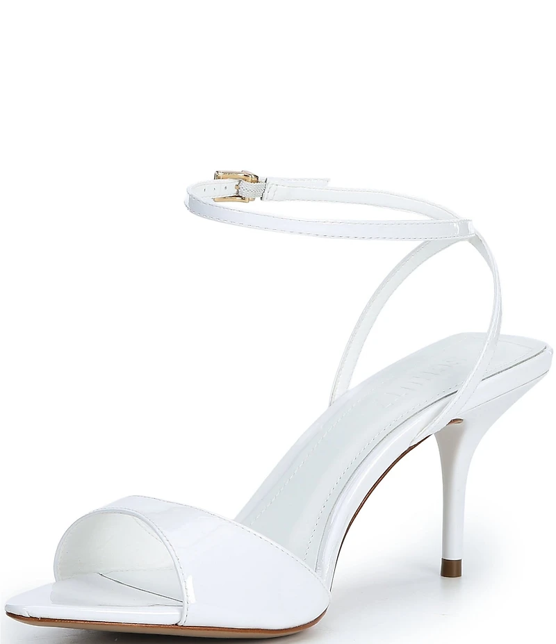 Schutz Elodie Patent Leather Ankle Strap Stiletto Dress Sandals