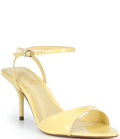 Schutz Elodie Patent Leather Ankle Strap Stiletto Dress Sandals