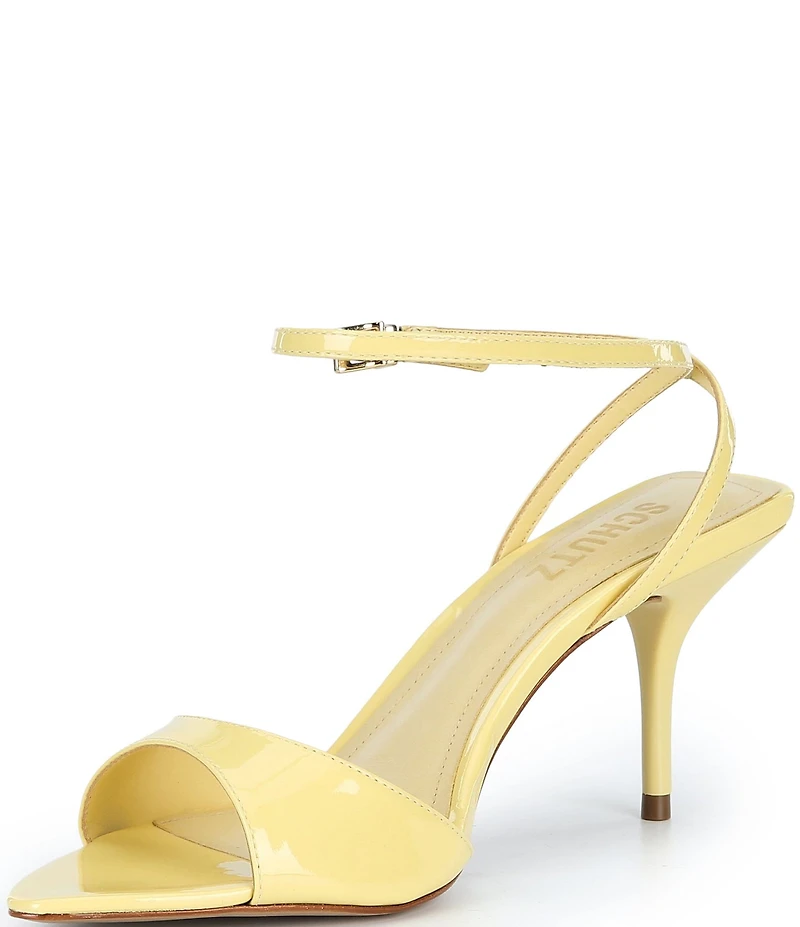 Schutz Elodie Patent Leather Ankle Strap Stiletto Dress Sandals
