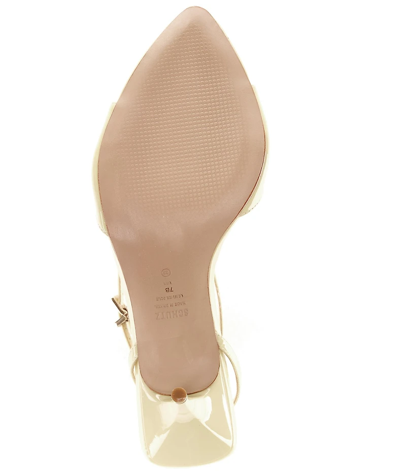 Schutz Elodie Patent Leather Ankle Strap Stiletto Dress Sandals