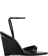 Schutz Elodie Patent Leather Ankle Strap Wedge Sandals