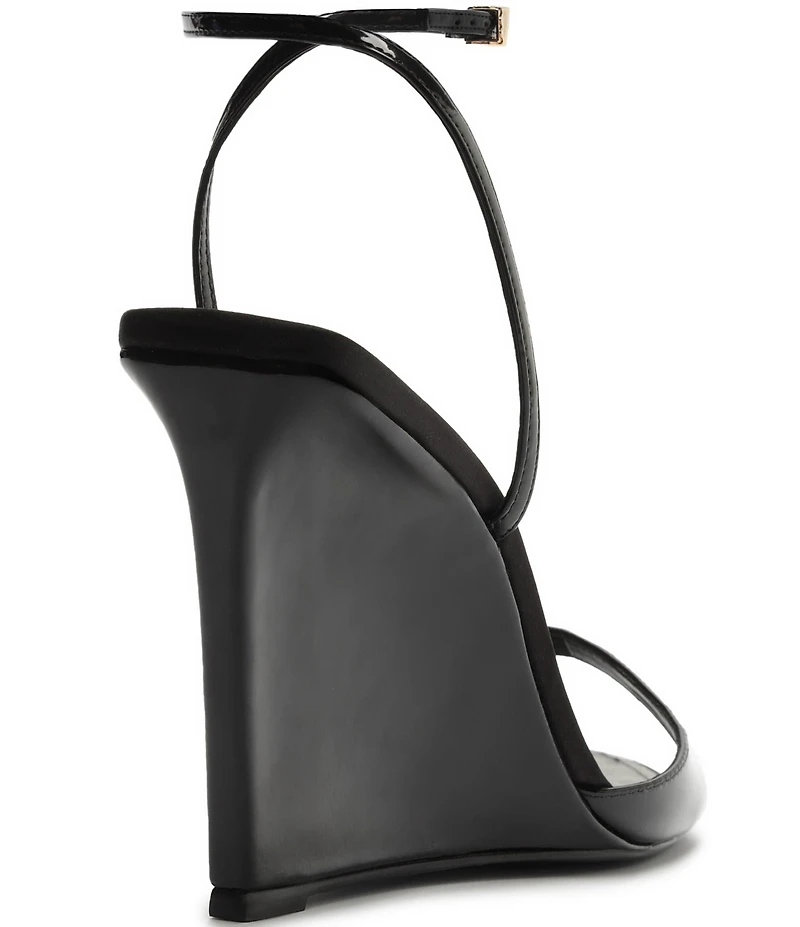 Schutz Elodie Patent Leather Ankle Strap Wedge Sandals