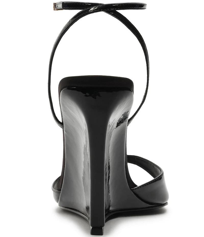Schutz Elodie Patent Leather Ankle Strap Wedge Sandals