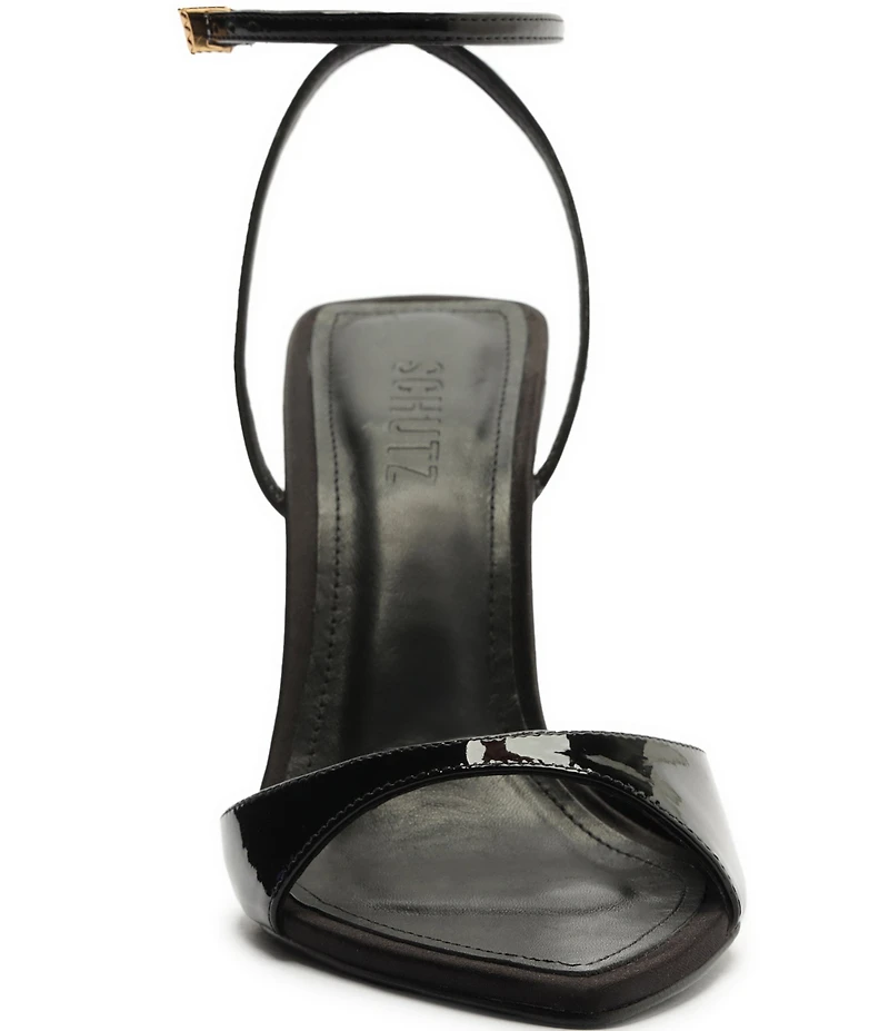 Schutz Elodie Patent Leather Ankle Strap Wedge Sandals