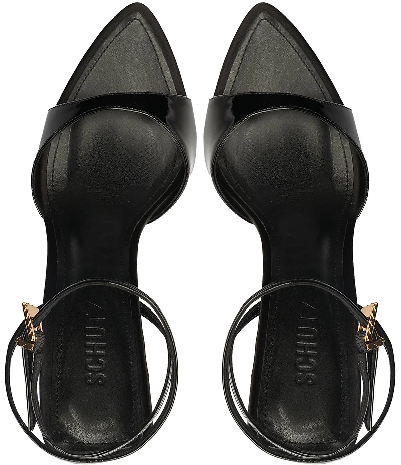 Schutz Elodie Patent Leather Ankle Strap Wedge Sandals