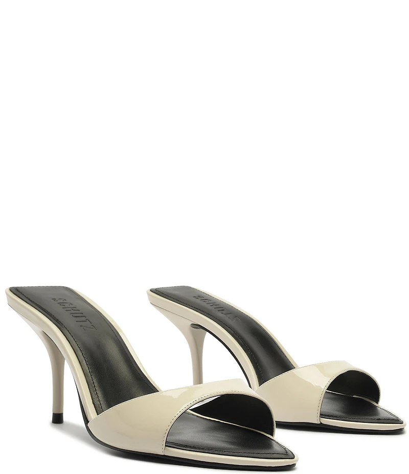 Schutz Elodie Patent Leather Pointed Toe Dress Sandals