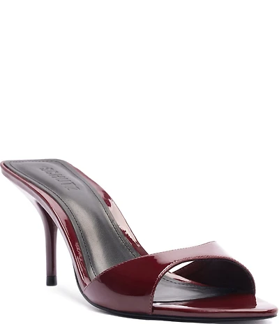 Schutz Elodie Patent Leather Stiletto Slide Sandals
