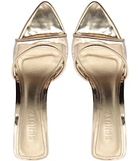 Schutz Elodie Vinyl Pointed Toe Dress Slide Sandals