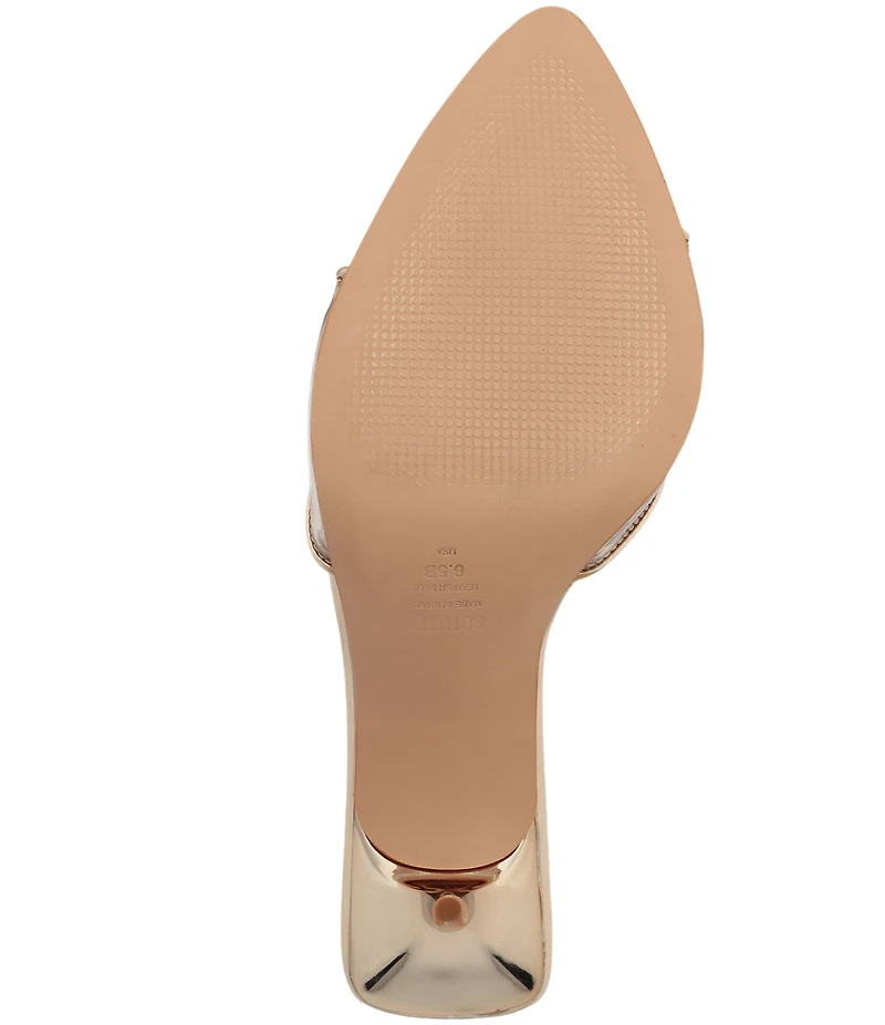 Schutz Elodie Vinyl Pointed Toe Dress Slide Sandals