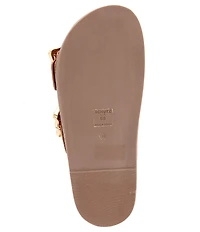 Schutz Enola Sporty Leather Big Bamboo Buckle Hardware Slide Sandals