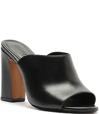 Schutz Esme Leather Block Heel Dress Slide Sandals